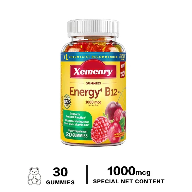 Vitamin B12 Gummies 1,000 Mcg - Supports Brain Cell Function and Reduces Fatigue