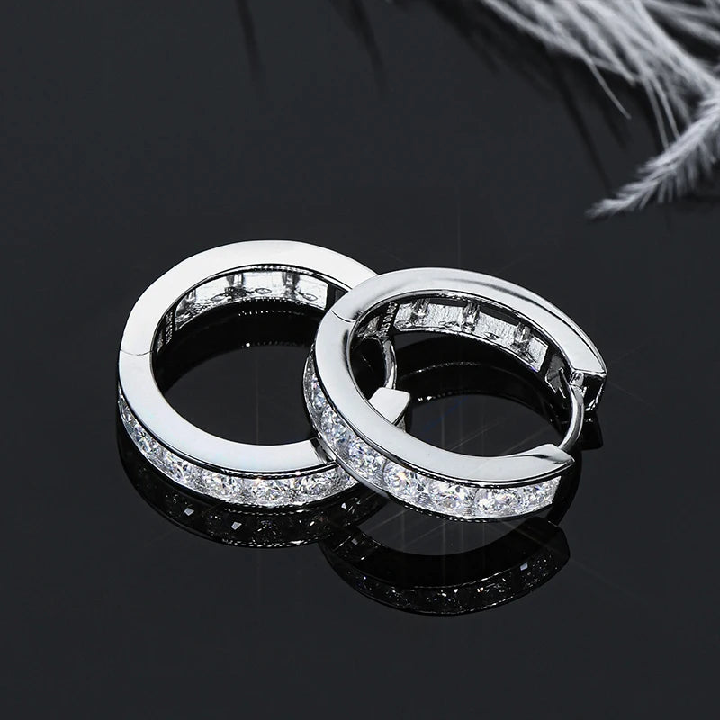 RAPRGOLD GRA Certified Moissanite Hoop Earrings for Women Men's Real S925 Sterling Silver Round Earring Jewelry Gifts orecchini