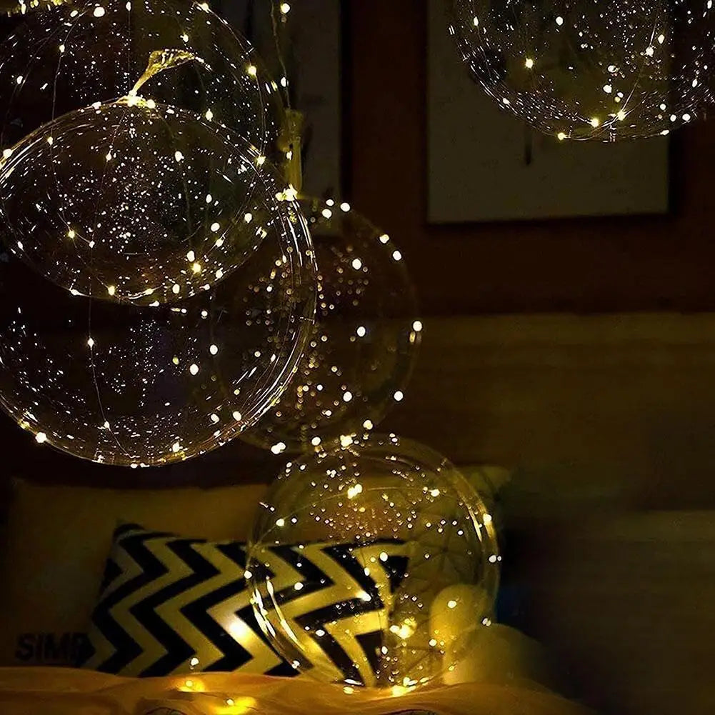 3set Transparent Led Balloons Light Up Balloons With Light Strap Bobo Balloons For Party Birthday Anniversary Wedding Decoration