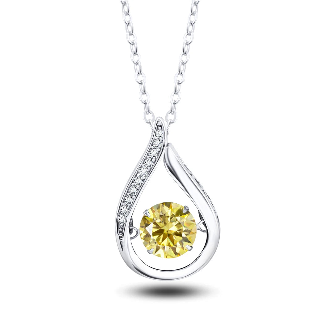 1CT Pass Tested GRA certified Moissanite Pendant Necklace for Women Sterling 925 Silver Lab-created Diamond Pendant with O-chain