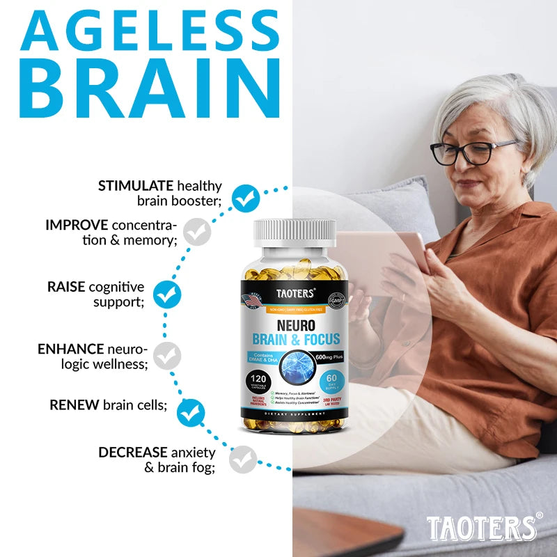 Brain Health Health - with vitamins - Brain & Focus Formula - Brain Booster with Multi- Helps Improve Memory, Focus and Clear Th