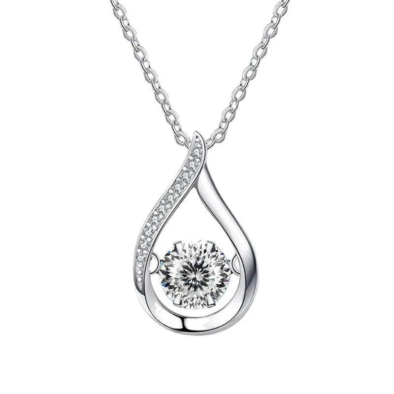 1CT Pass Tested GRA certified Moissanite Pendant Necklace for Women Sterling 925 Silver Lab-created Diamond Pendant with O-chain