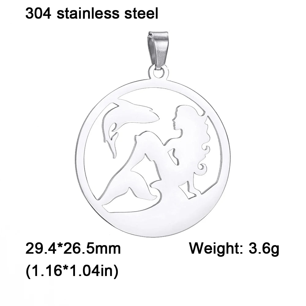 EUEAVAN 1pc Mermaid Stainless Steel Pendant Ocean Sea Fish Tail Charms Necklace Earrings Jewelry Making Accessories Wholesale