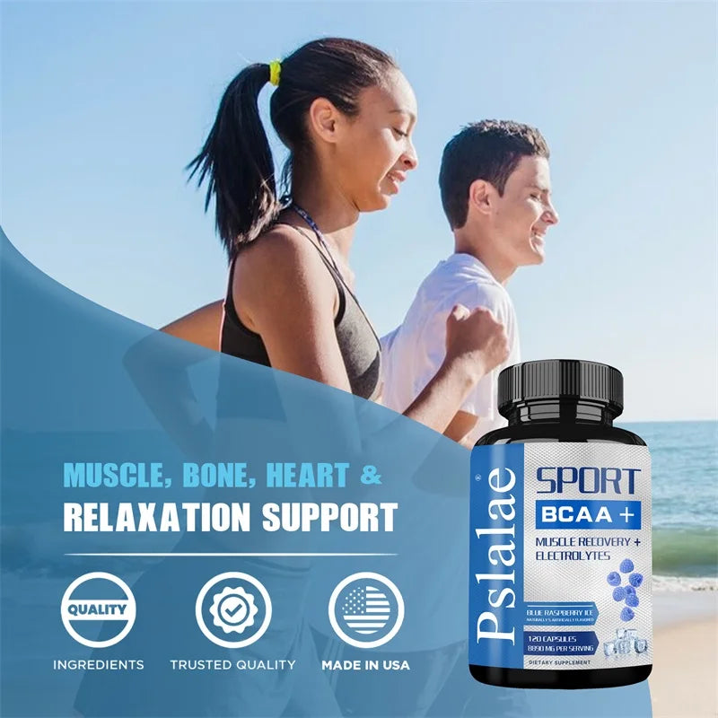 مكمل رياضي BCAA - كبسولات الأحماض الأمينية المتفرعة السلسلة - يعزز القوة ومستويات الطاقة ويزيد كتلة العضلات.