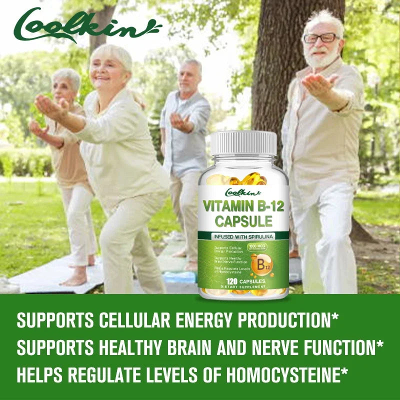 Vitamin B12 Capsules - Supports Energy Metabolism, Mood, Heart, Nervous System Support