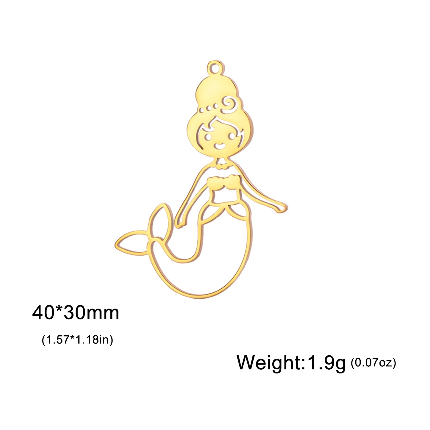 EUEAVAN 1pc Mermaid Stainless Steel Pendant Ocean Sea Fish Tail Charms Necklace Earrings Jewelry Making Accessories Wholesale