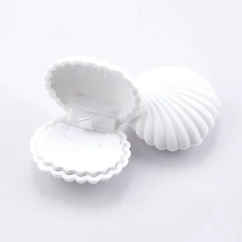 1 Piece Lovely Shell Shape Velvet Jewelry Box Wedding Engagement Ring Box for Earrings Necklace Bracelet Display Gift Box Holder