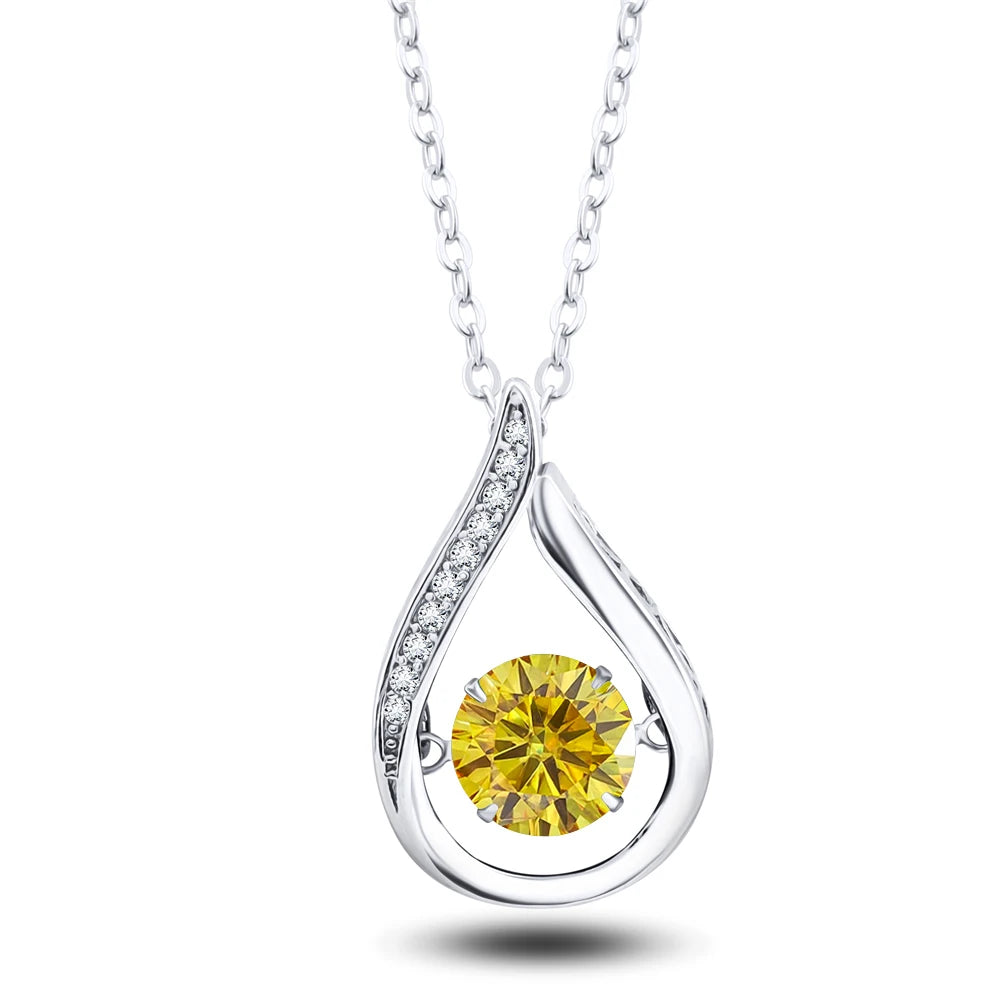 1CT Pass Tested GRA certified Moissanite Pendant Necklace for Women Sterling 925 Silver Lab-created Diamond Pendant with O-chain