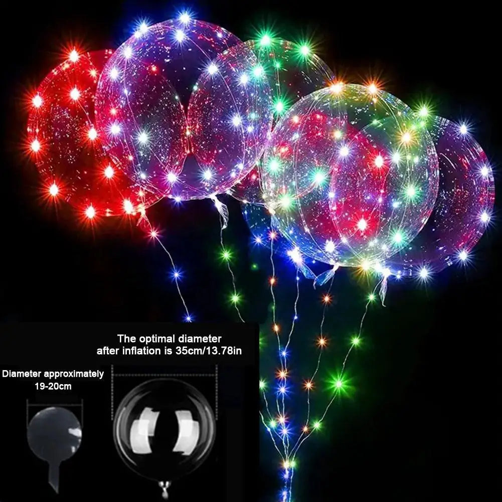 3set Transparent Led Balloons Light Up Balloons With Light Strap Bobo Balloons For Party Birthday Anniversary Wedding Decoration