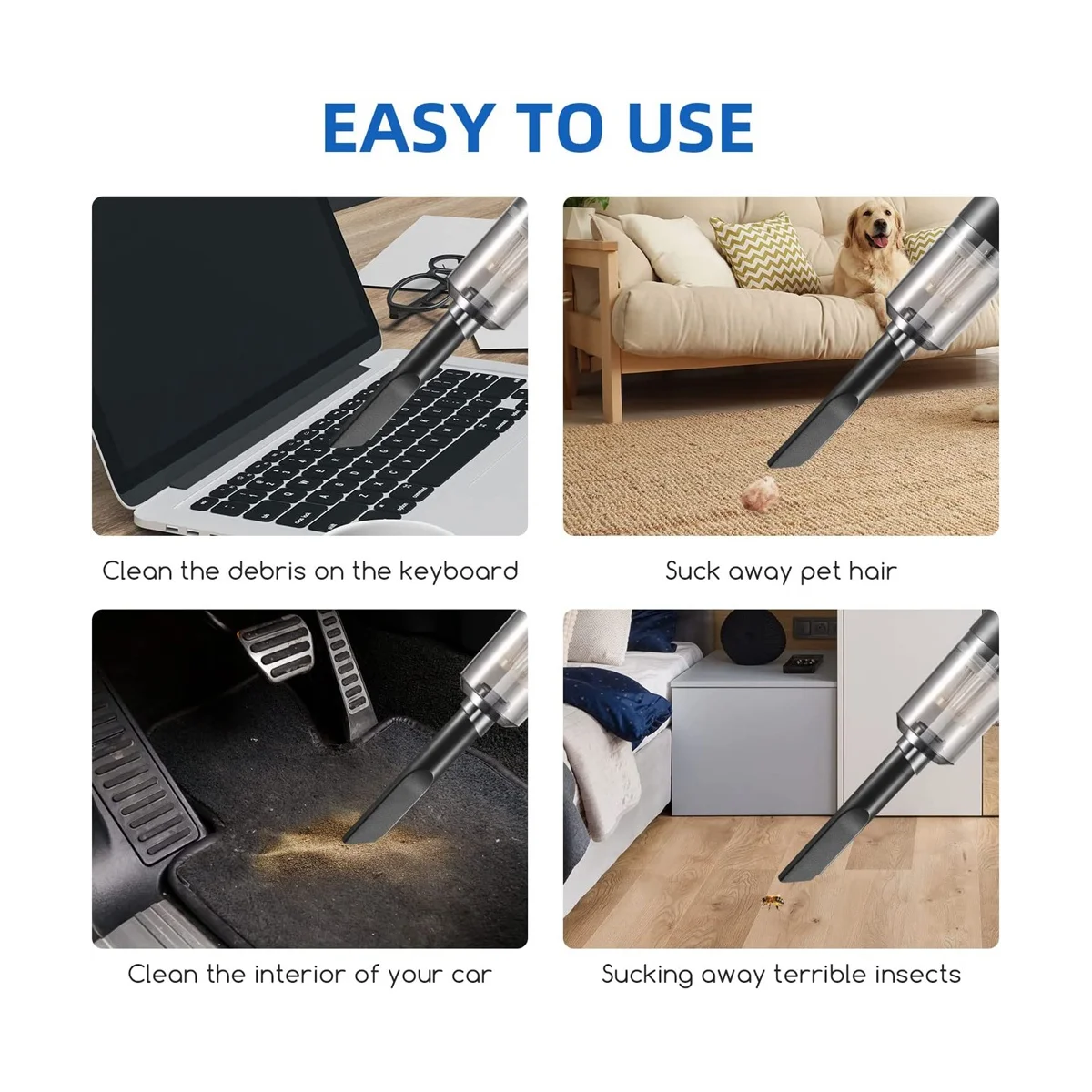 A09G-Handheld Vacuum Cordless Bug Catcher for Insect Spider Stink Bug Cockroach Bee, Rechargeable Portable Vacuum Cleaner