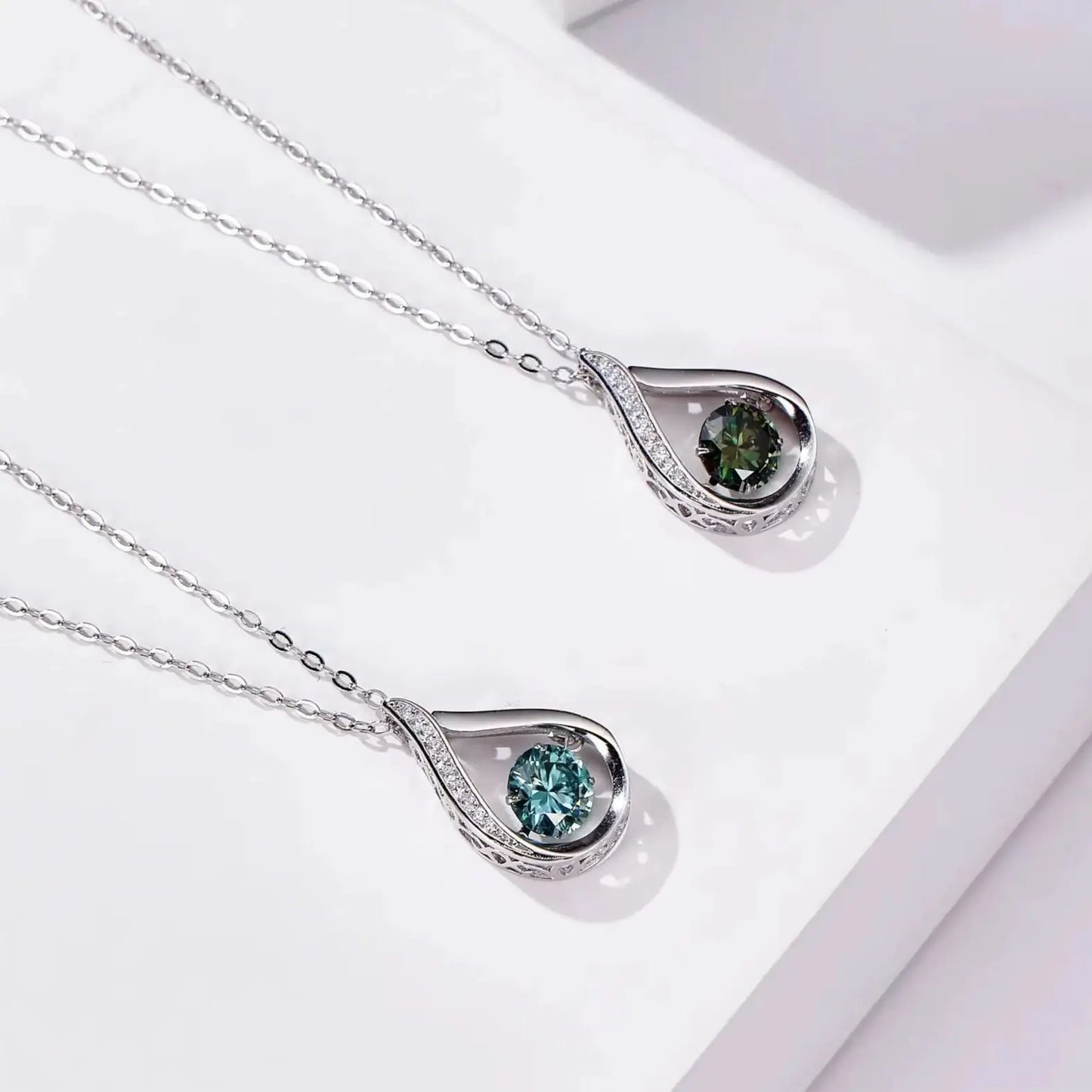 1CT Pass Tested GRA certified Moissanite Pendant Necklace for Women Sterling 925 Silver Lab-created Diamond Pendant with O-chain