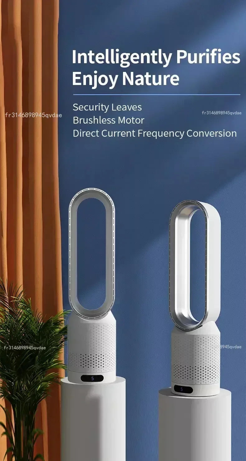 2025 Air Purification Circulation Bladeless Ultra-Quiet Dormitory Desk Floor Electric Fan Tower Bladeless