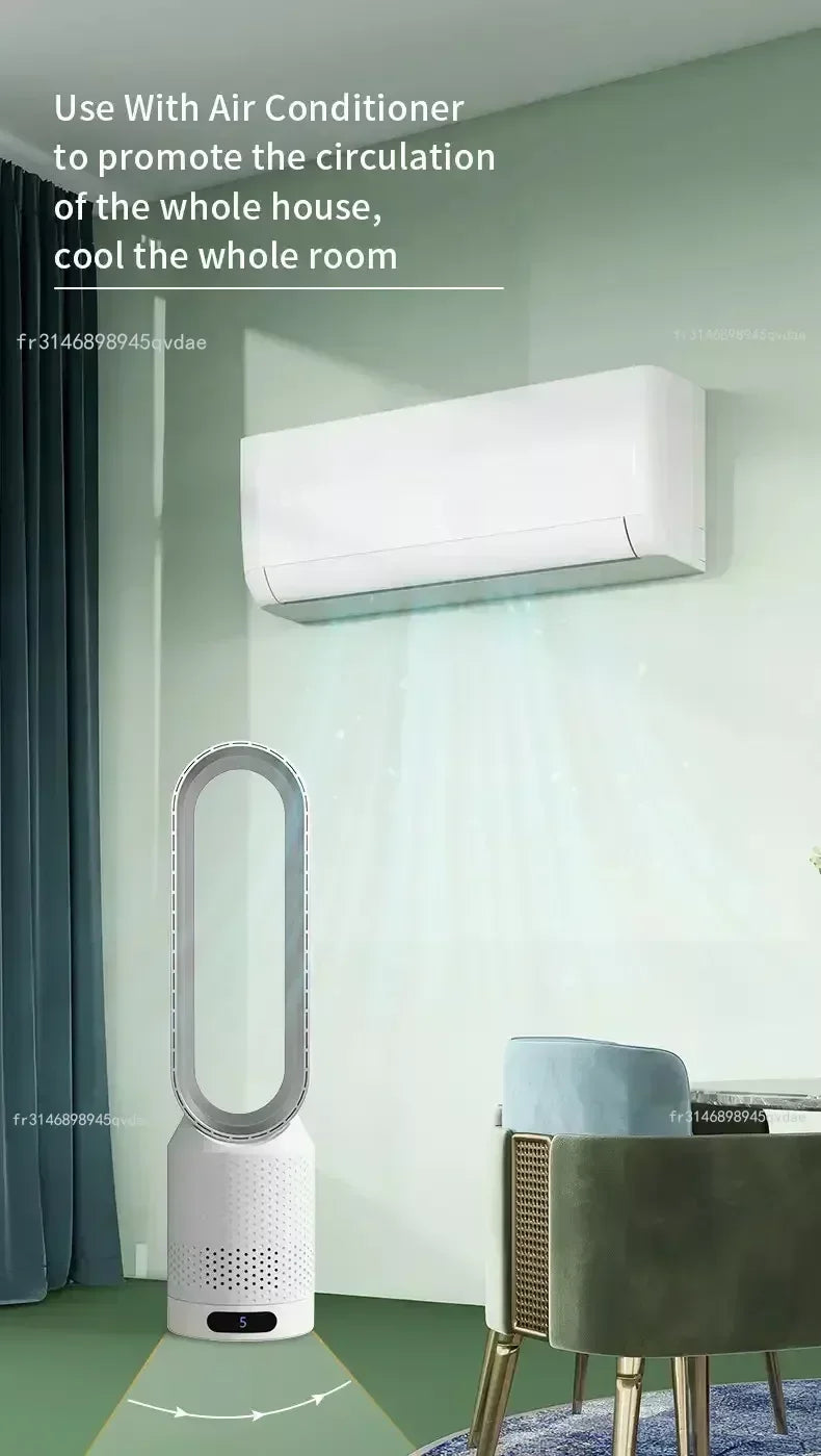 2025 Air Purification Circulation Bladeless Ultra-Quiet Dormitory Desk Floor Electric Fan Tower Bladeless