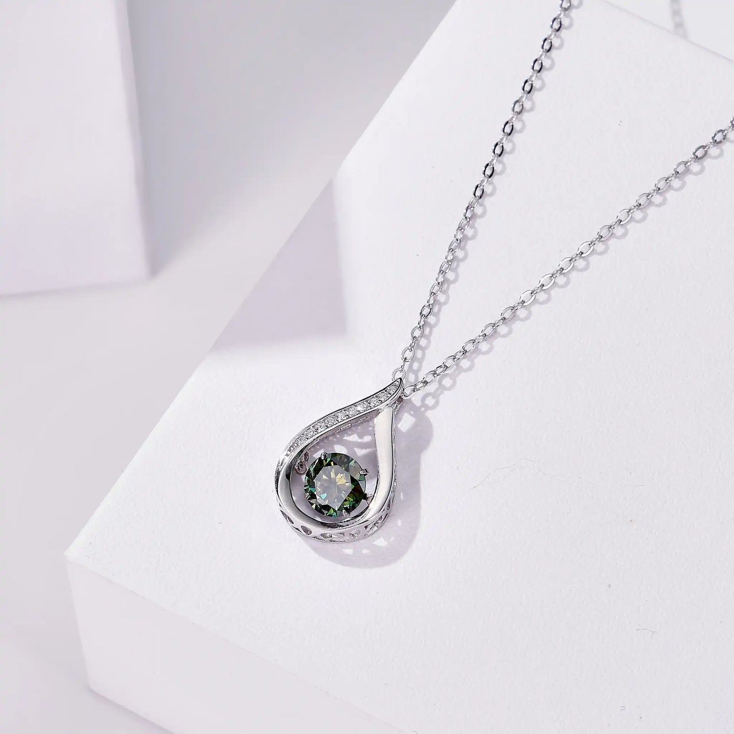 1CT Pass Tested GRA certified Moissanite Pendant Necklace for Women Sterling 925 Silver Lab-created Diamond Pendant with O-chain
