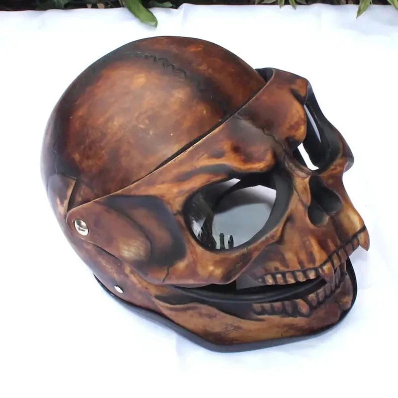 Halloween Motorcycle Skull Helmet Latex PVC Necromancer Skull Mask  Motorcycle Skull Half Helmet n Women