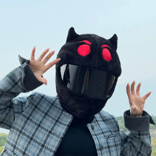 Motorcycle Helmet Cartoons Plush Helmet Protective Cover Helmet Full Face Covers For Halloween Outdoor Fun Personalized Helmets