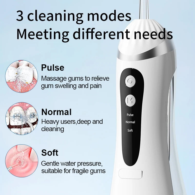 Dental Oral Irrigator Water Flosser for Teeth Portable Dental Water Jet Rechargeable High Pressure Electric Dental Irrigator