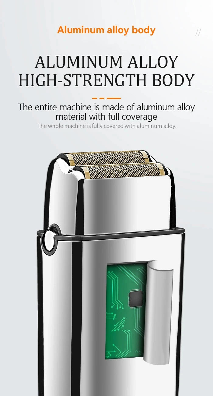 Kemei KM-TX5 Premium Chargeable Battery Type Silver Shaver Double Net Aluminum Alloy Reciprocating Electric Shaver