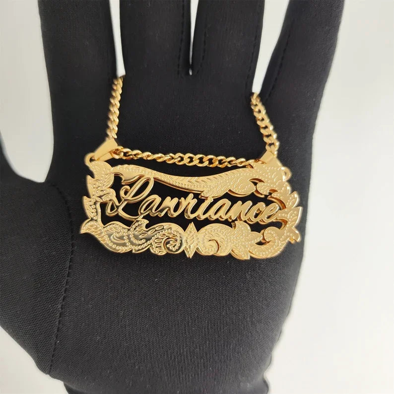 Zciti Personalized Luxury Custom Name Double Layer Necklace Stainless Steel Jewelry For Special People Christmas Gift