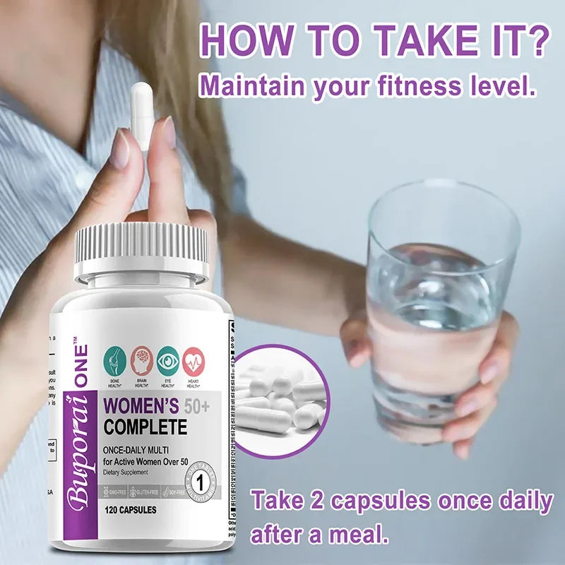 Women’s 50+ Complete Multivitamin - Supports Mental Clarity, Focus and Memory, Improves Digestion and Relieves Stress