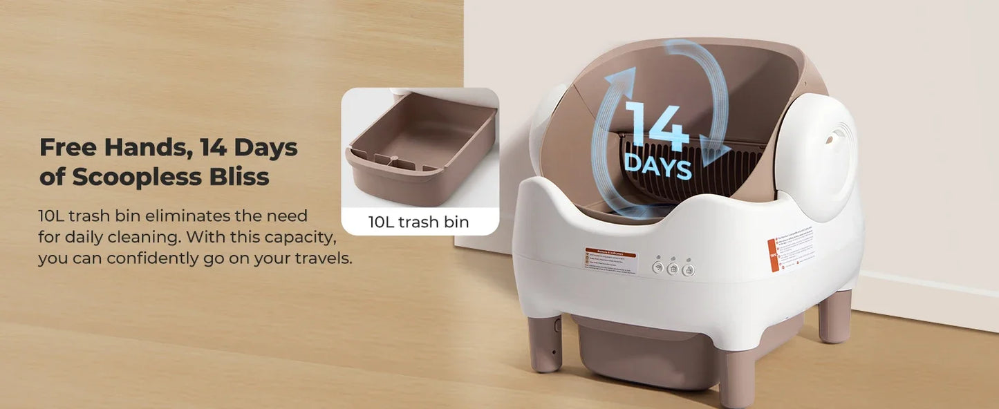 PetPivot Autoscooper 11 Open-Top Self-Cleaning Cat Litter Box，Odor-Free Waste Disposal includes Trash Bags