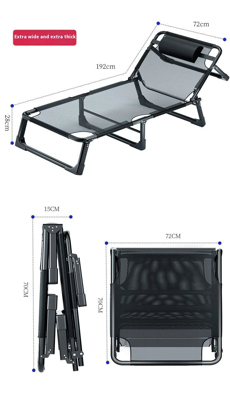 GIANXI Summer Outdoor Rollaway Bed Single Bed Simple Office Rollaway Chair Nap Bed Cotton Padded Recliner Accompanying Cot