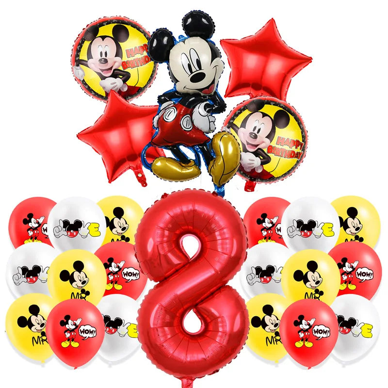 Mickey Mouse Birthday Decoration  Kids Balloons Disposable Tableware Banner Cups Pendant Baby Shower Supplies Kid Gift