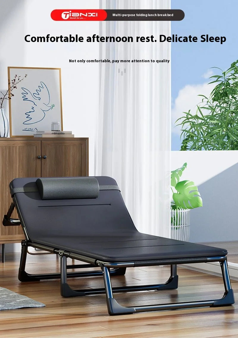 GIANXI Summer Outdoor Rollaway Bed Single Bed Simple Office Rollaway Chair Nap Bed Cotton Padded Recliner Accompanying Cot