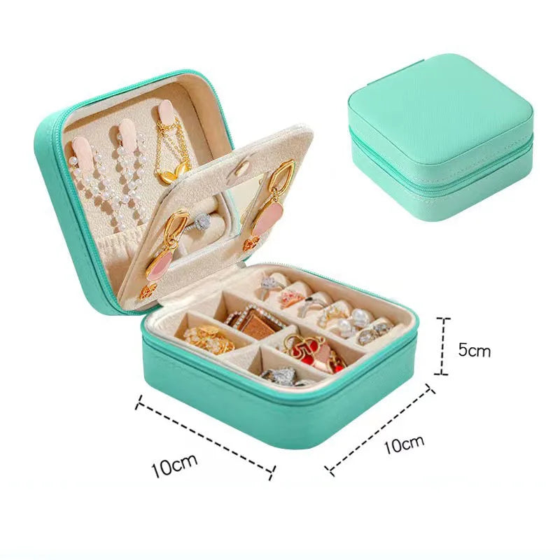 Portable Jewelry Box Jewelry Organizer Display Travel Jewelry Case Boxes Waterproof Leather Storage Zipper Jewelers Joyero