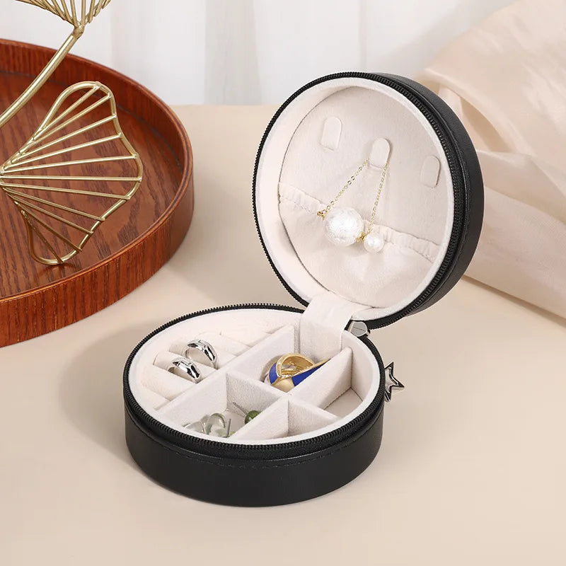 Portable Jewelry Box Jewelry Organizer Display Travel Jewelry Case Boxes Waterproof Leather Storage Zipper Jewelers Joyero