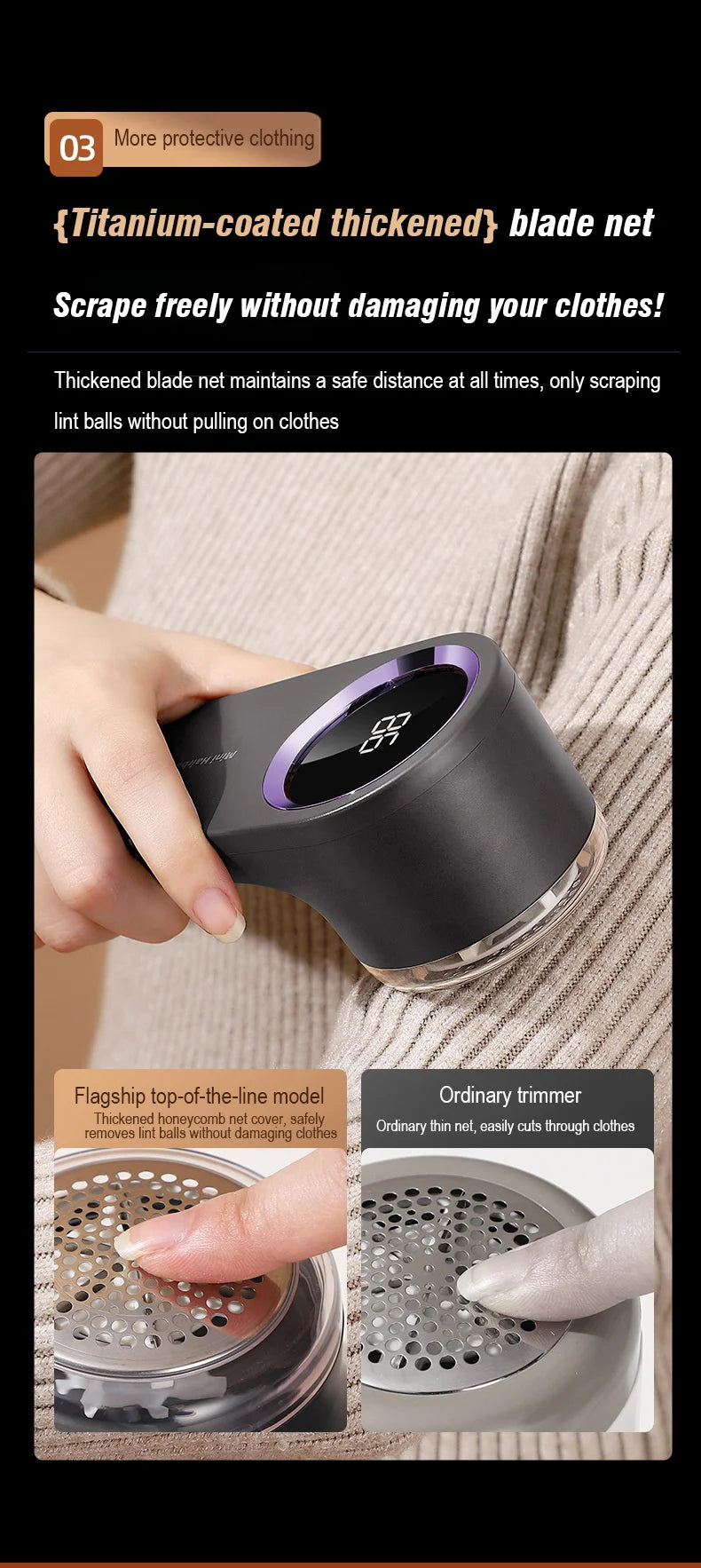 Electric Lint Remover for Clothes LCD Display Portable Hair Balls Fuzz Removers Household Fabric Shaver USB Rechargeable