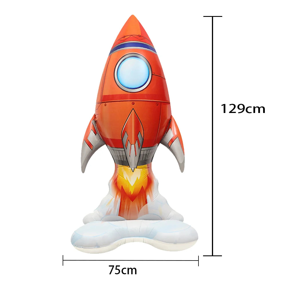 4D Spaceship Balloon 4D Standing Astronaut Ballon Large Space Shuttle Inflate Balloon for Rocket Birthday Decoration Baby Shower