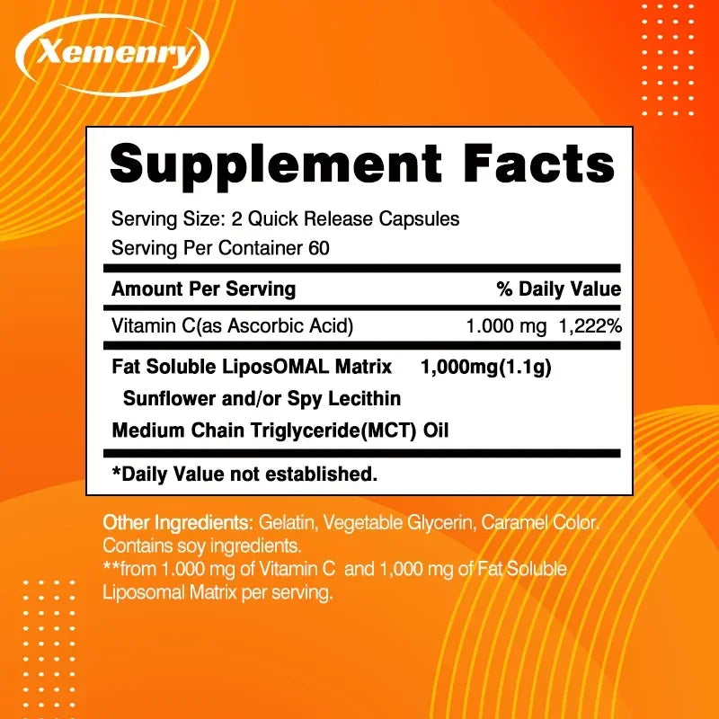 Vitamin C Capsules 1000mg - Immune System and Collagen Booster, Skin Health, Antioxidant Supplements