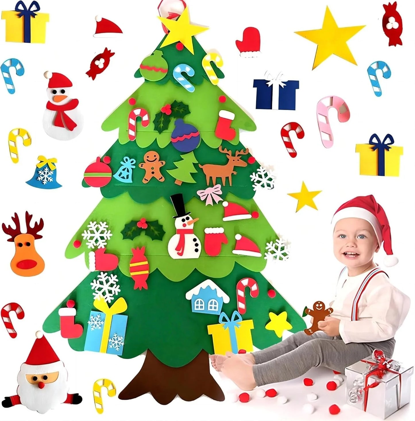DIY Felt Christmas Tree Kids Max Fun DIY Christmas Felt Tree with Decoration Tree Ornaments for Kid Wall Bedroom Indoor House