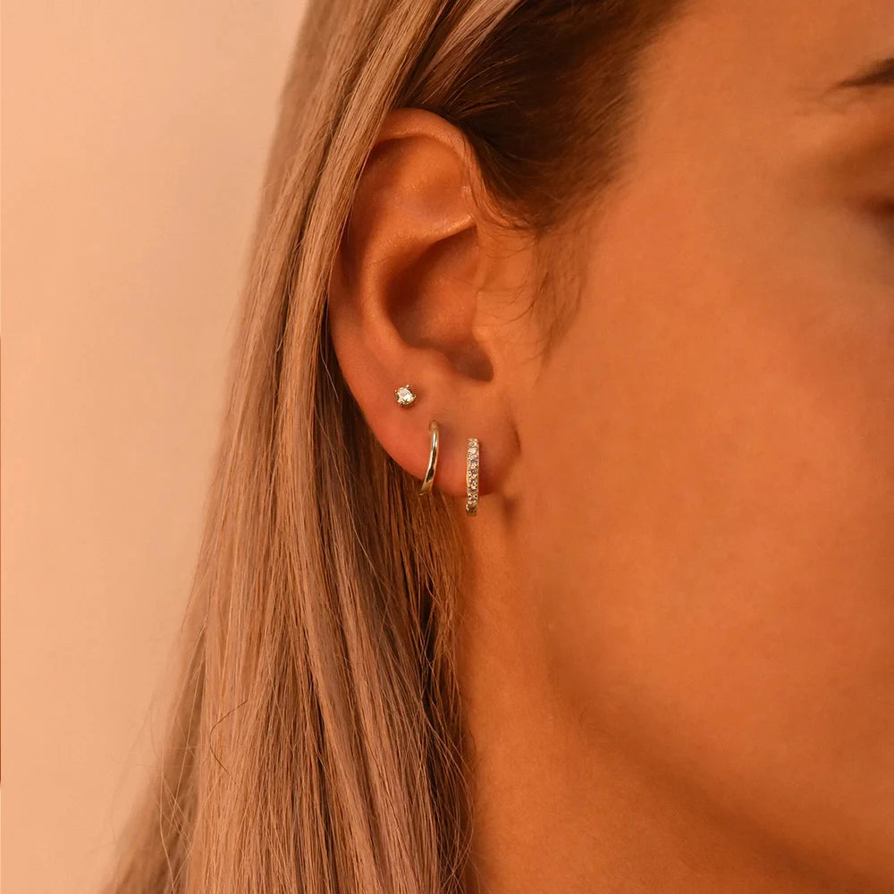 ROXI 925 Sterling Silver 3PCS Western Trend INS DIY Hoop Earring Stud Earring Set Women Exquisite Zircon Street Piercing Jewelry