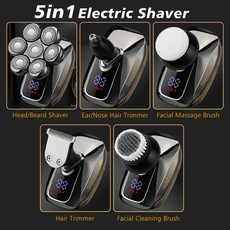 7D Head Shavers for Men 5 in 1 Electric Mens Head Shaver for Bald Men Wet & Dry Waterproof Bald Head Shaver Electric Shavers Men