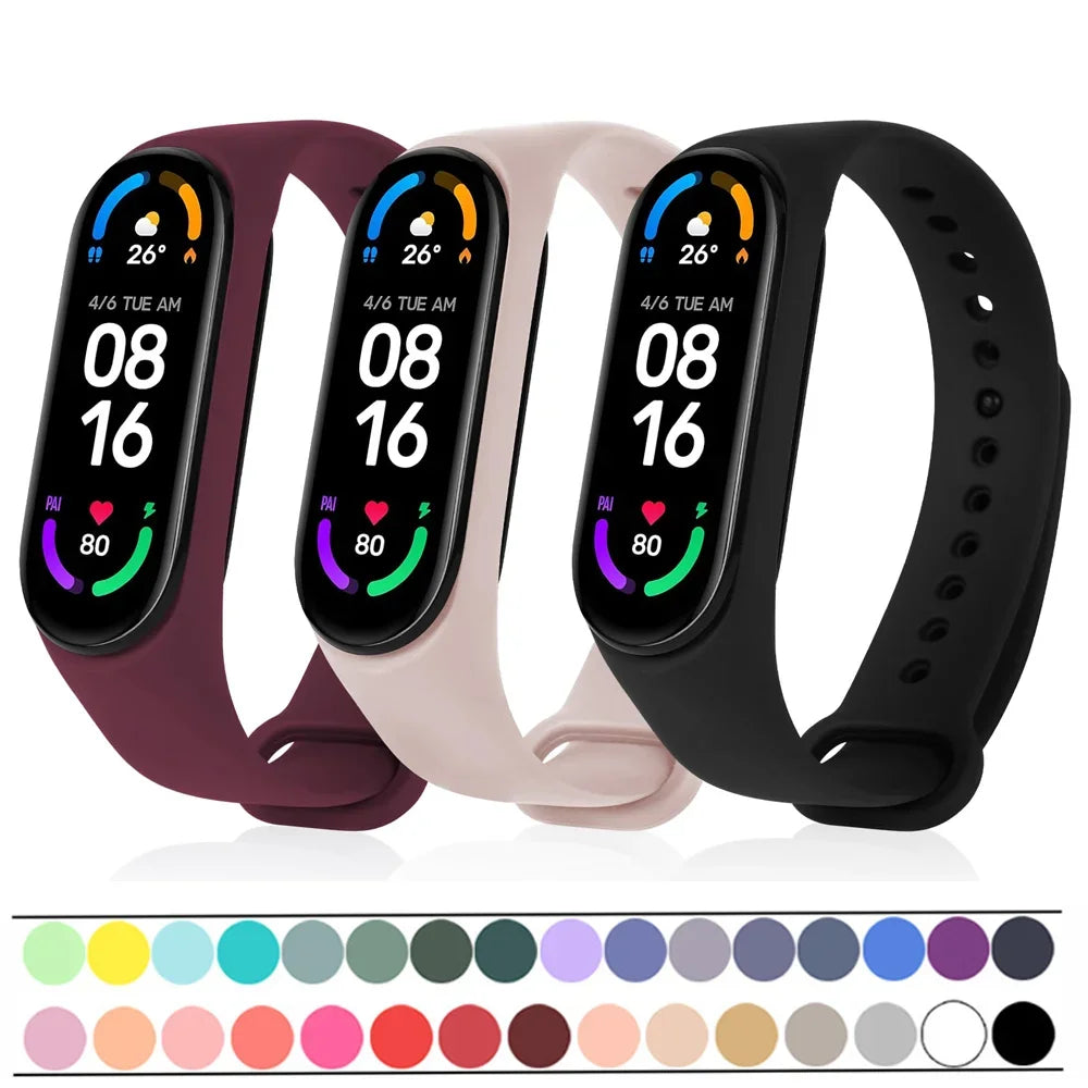 Watch Strap For Xiaomi Mi Band 7 6 5 4 3 Wristband Silicone Bracelet Wrist Straps correa Mi Band 6 7 5 4 Smartwatch Accessories