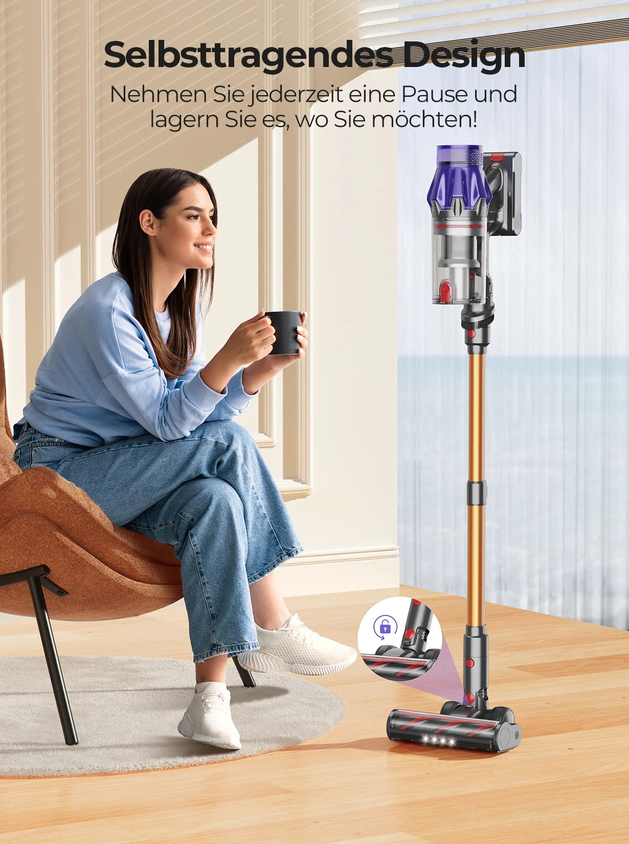 Laresar V7 500W 50000Pa Discharge Battery vacuum cleaner Handheld Smart Home Appliance Removable Battery Dust mug