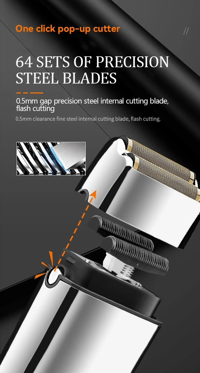 Kemei KM-TX5 Premium Chargeable Battery Type Silver Shaver Double Net Aluminum Alloy Reciprocating Electric Shaver