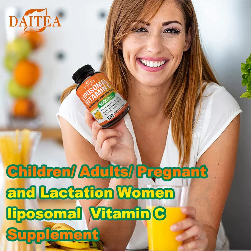 Liposomal Vitamin C 1600mg Capsules - Promotes Collagen Production, Powerful Antioxidant, Immune Health