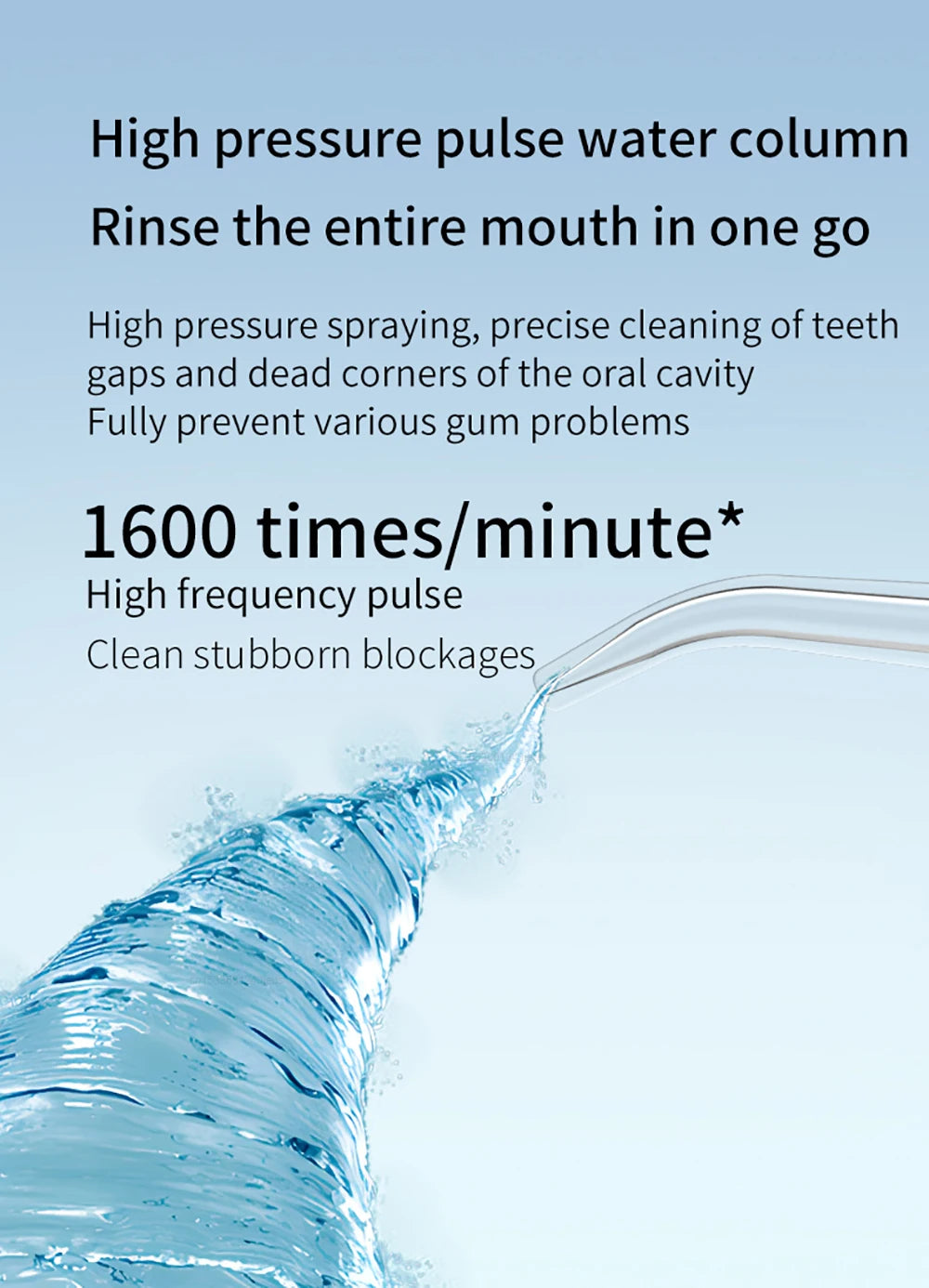 Dental Oral Irrigator Water Flosser for Teeth Portable Dental Water Jet Rechargeable High Pressure Electric Dental Irrigator