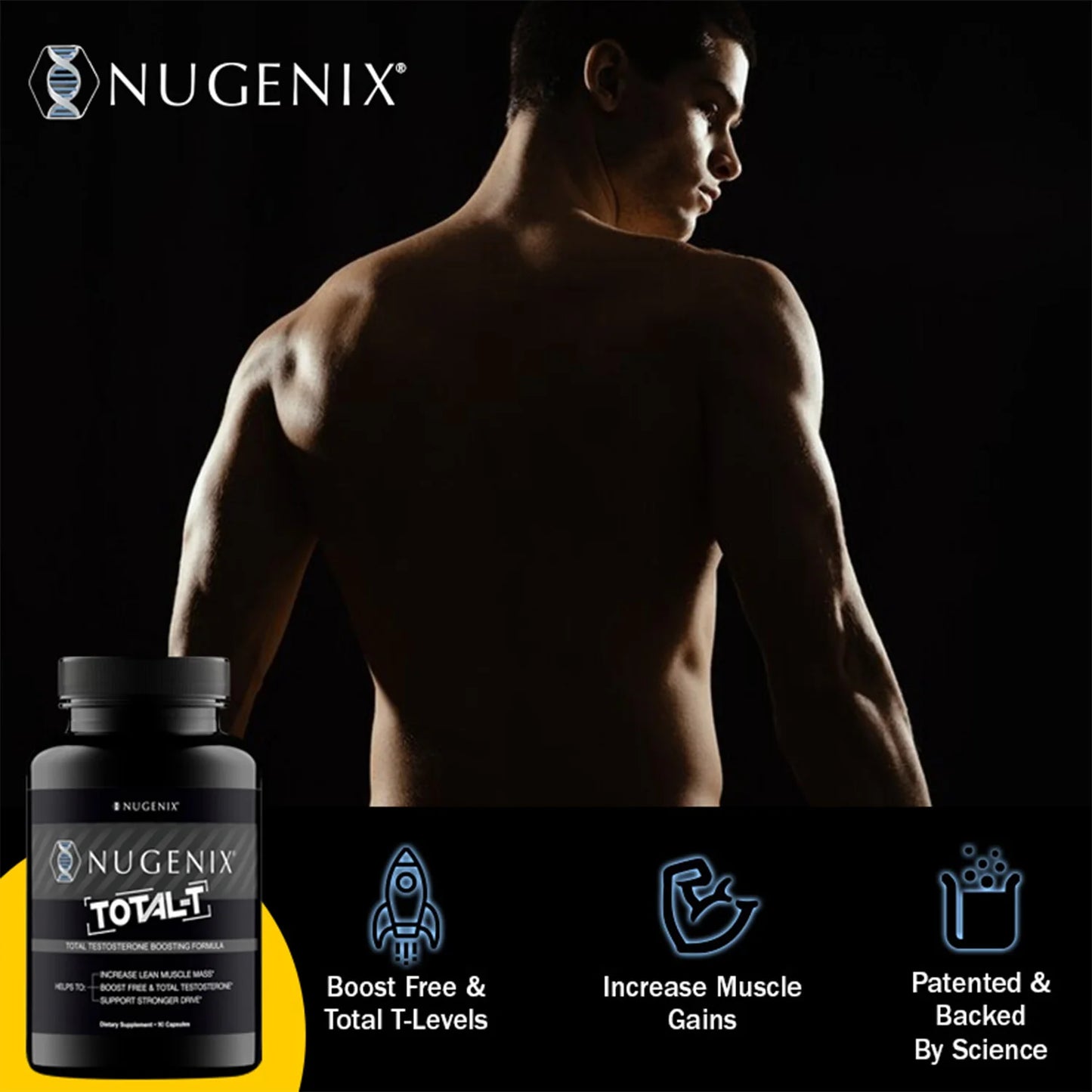 TOTAL-T - Improve Muscle Strength & Growth, Testosterone Booster Supplement - 90 Capsules