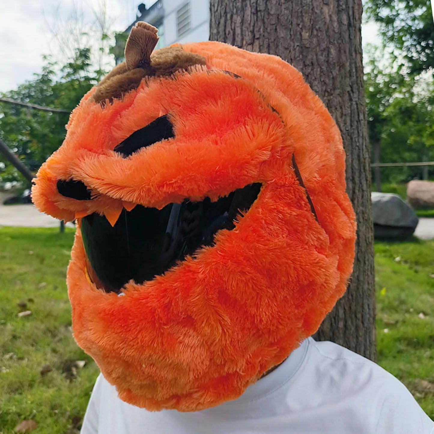 Pumpkin Motorcycle Helmet Cover Halloween Christmas Costume Accessory Velvet Material Full Face Helmet Cover For Holiday Rides