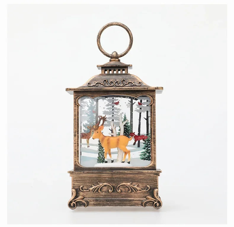 Lighted Christmas Snow Globe Lantern Battery Operated LED Night Light with Hook Christmas Tree Ornaments Gift Ideas