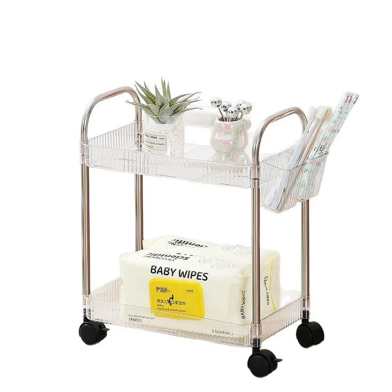 Storage Rack Cart Ins Transparent Mini Cart Storage Rack Floor Multi Layer Bathroom Bedroom Snacks Clamping Shelf Multipurpose