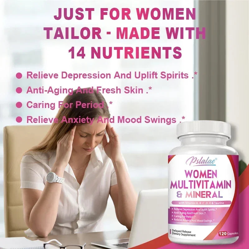 Women's Multivitamins & Minerals - Enhances Energy Levels, Anti-aging, Promote Healthy Hair, Skin and Nails