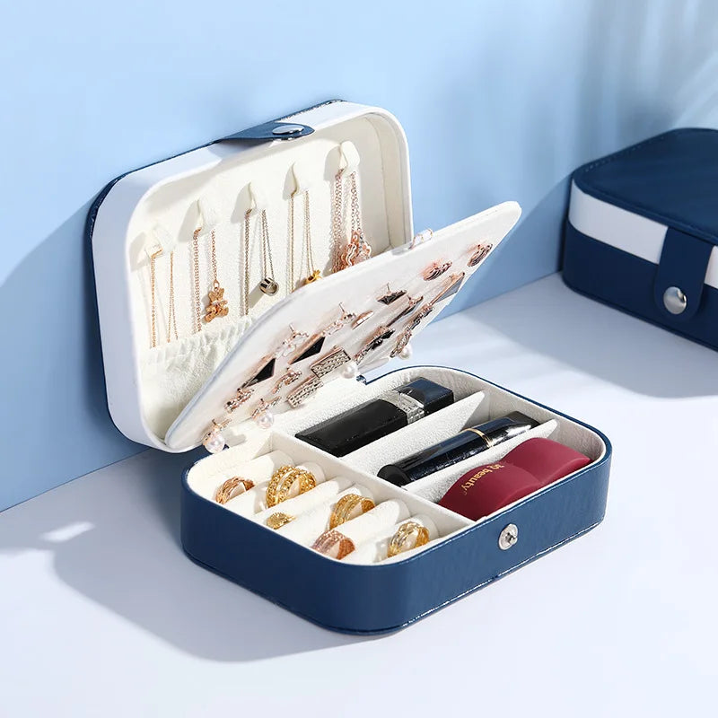 Portable Jewelry Box Jewelry Organizer Display Travel Jewelry Case Boxes Waterproof Leather Storage Zipper Jewelers Joyero