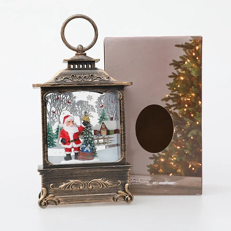 Lighted Christmas Snow Globe Lantern Battery Operated LED Night Light with Hook Christmas Tree Ornaments Gift Ideas