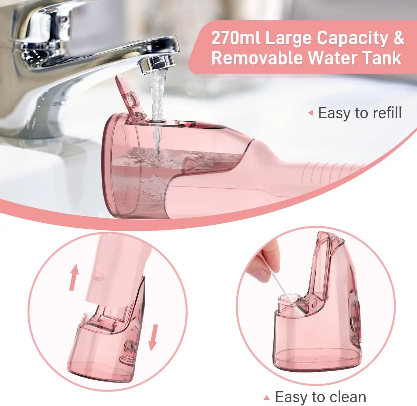 Sejoy Cordless Electric Water Flossers for Teeth Water Dental Flosser Portable Oral Irrigator Rechargeable