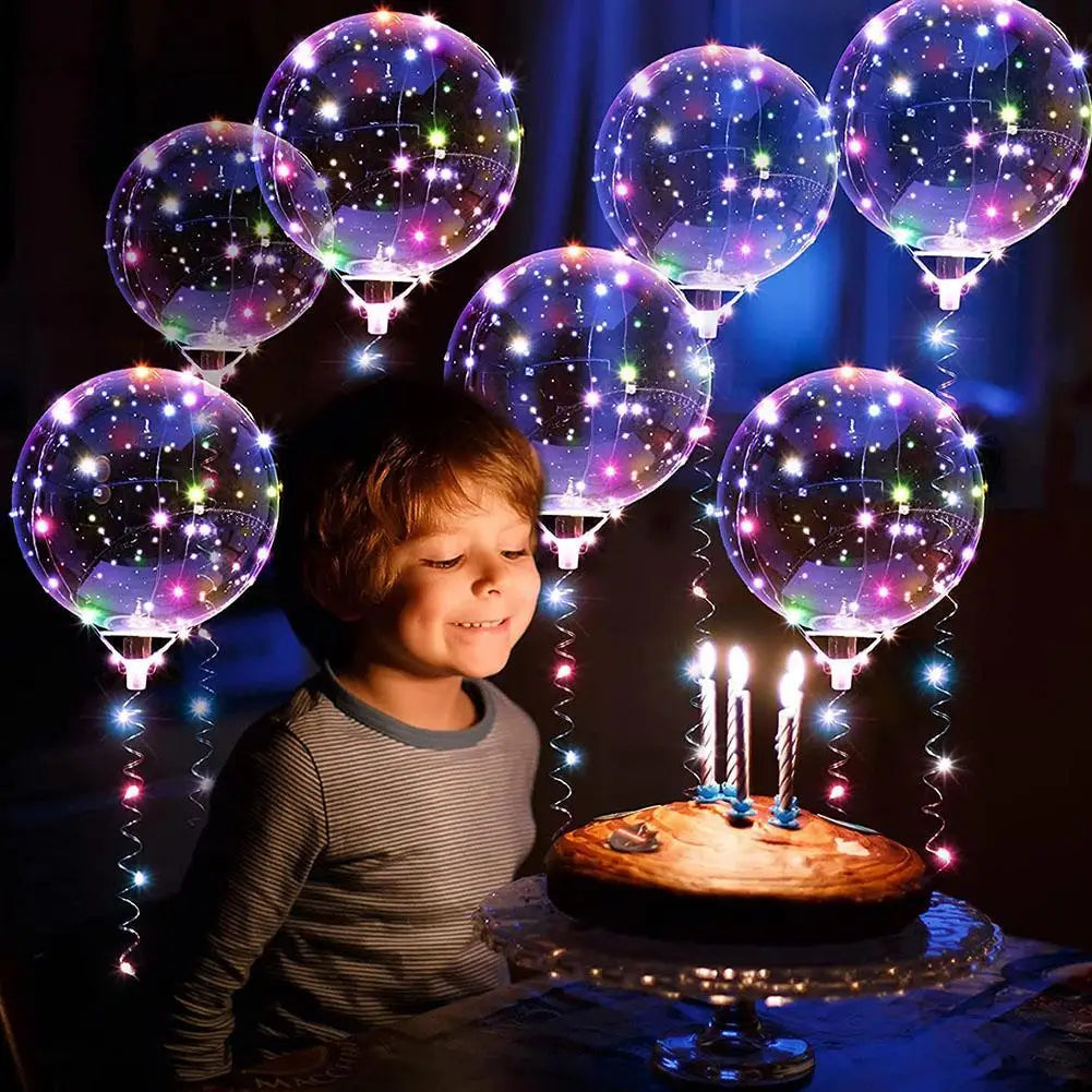 3set Transparent Led Balloons Light Up Balloons With Light Strap Bobo Balloons For Party Birthday Anniversary Wedding Decoration